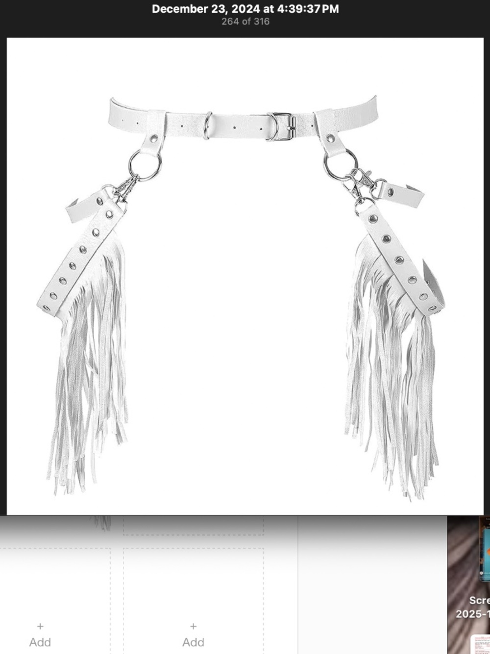 White Fringe Rave goth punk belt harness
